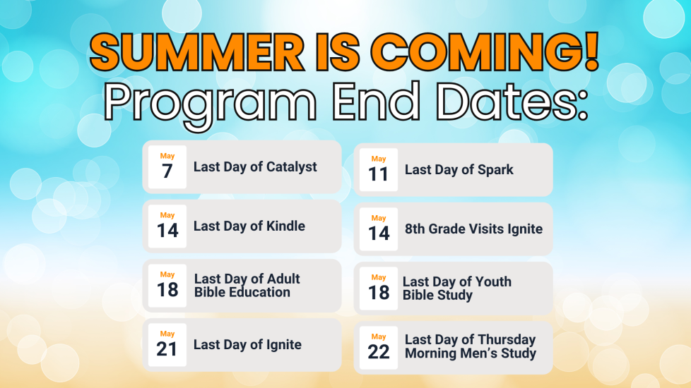 Program Ends Dates 2025 - Slide